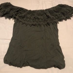Forest green off the shoulder top